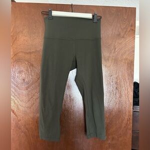 Army Green Lululemon Align Cropped Leggings